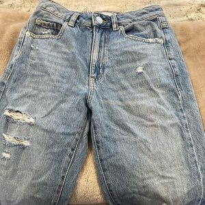 Garage faded denim ripped mom jeans